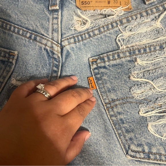 VTG Levi's Orange Tab Furst Of A Kind Heavy Distressed Cut Off Mini Shorts 30 - Picture 10 of 14